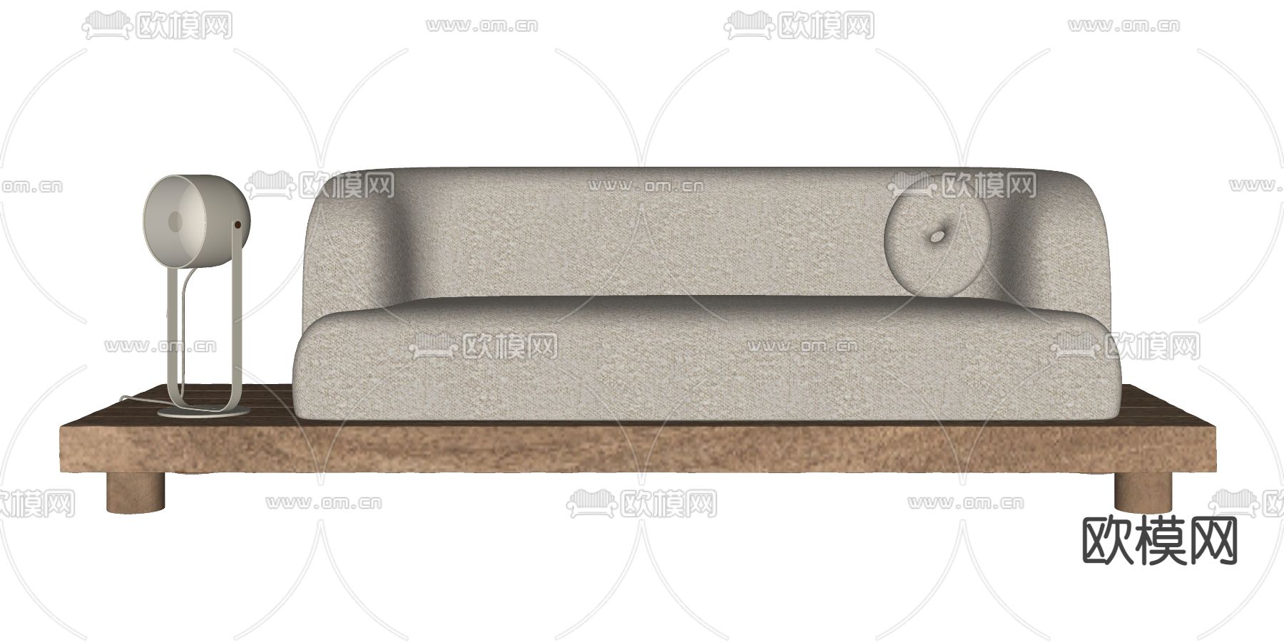 侘寂风双人沙发su模型下载（渲染图2）