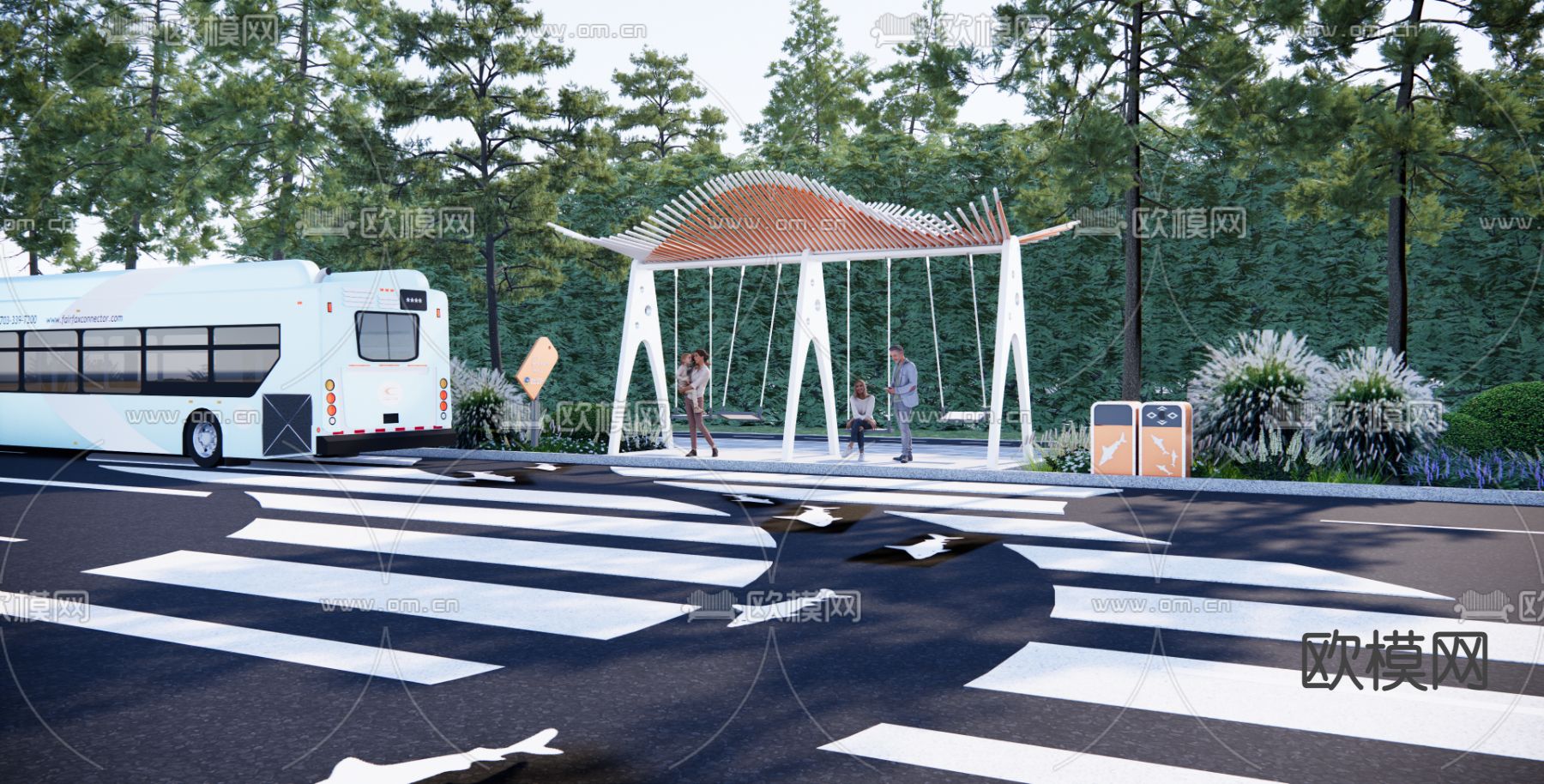 公交站 游客驿站su模型下载（渲染图1）