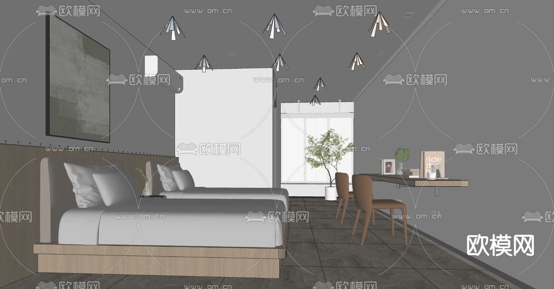 现代员工宿舍 公寓su模型下载（渲染图3）