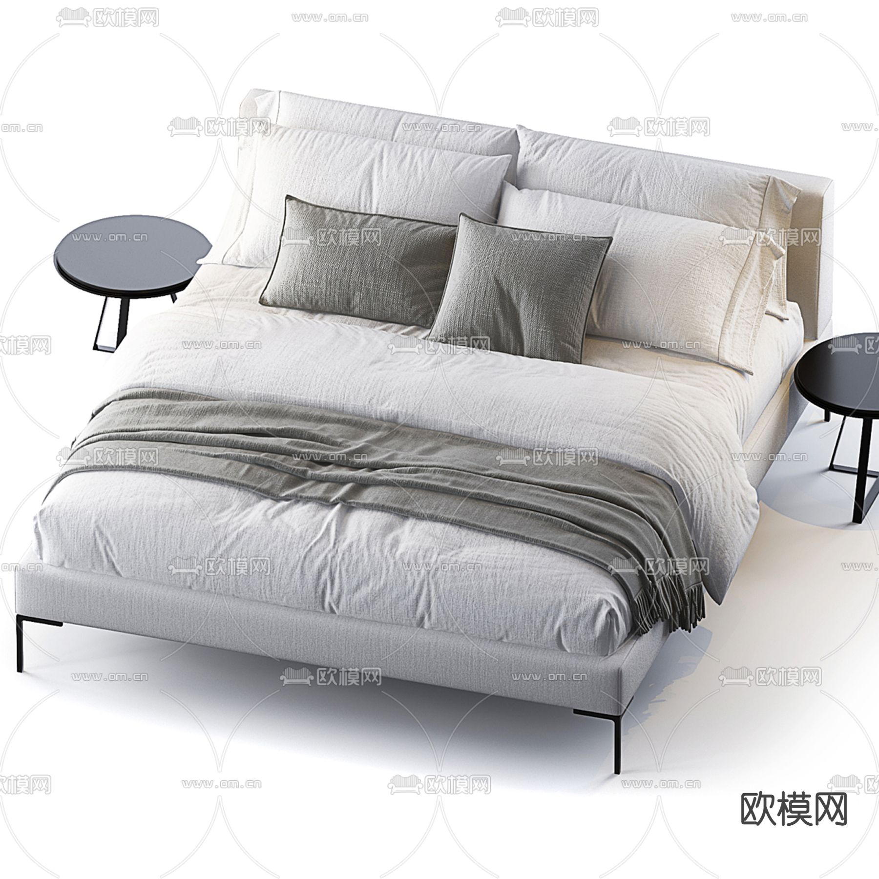 B&B Italia 双人床3d模型下载（渲染图2）