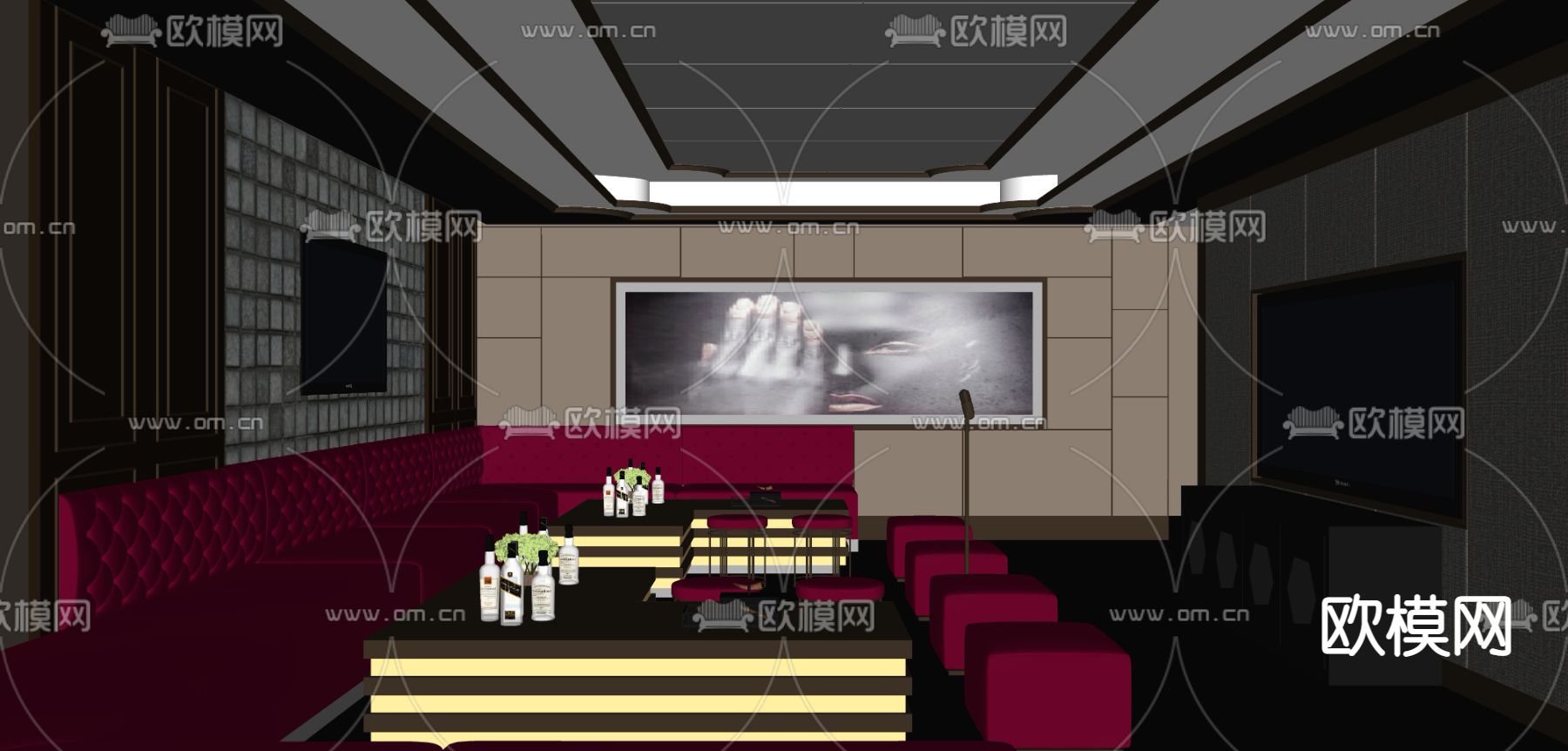 现代KTV包间su模型下载（渲染图2）