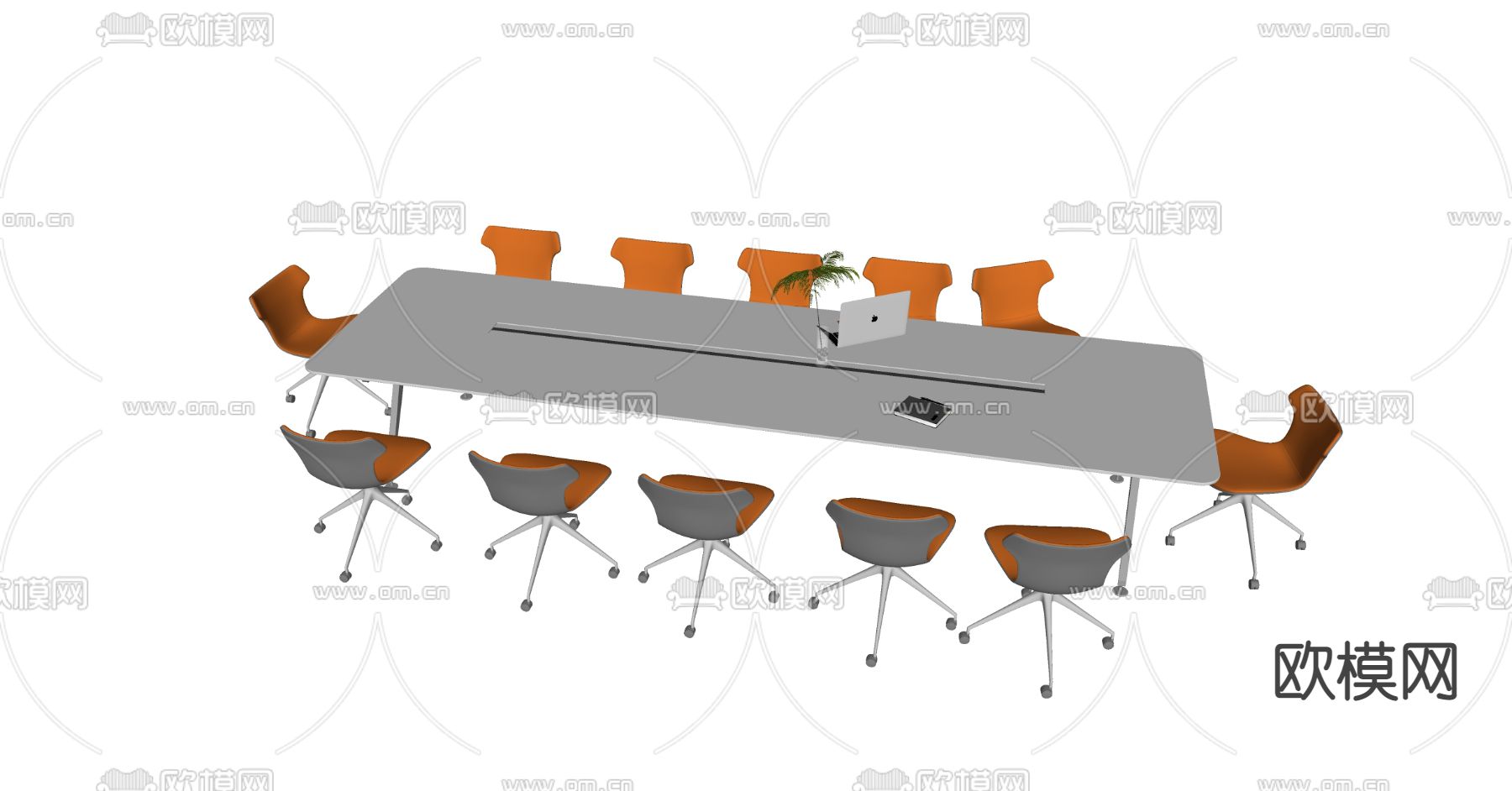 现代会议桌椅su模型下载（渲染图2）