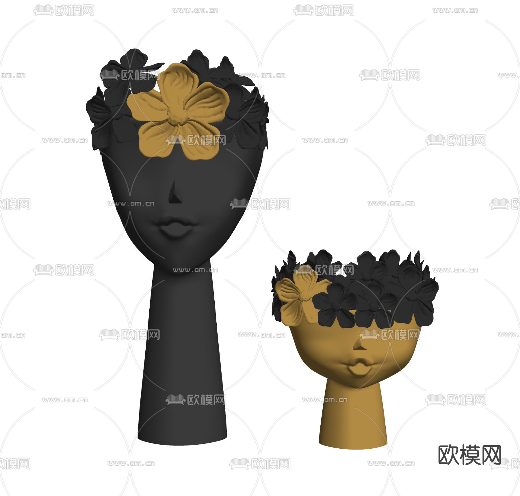 抽象女孩头像雕塑su模型