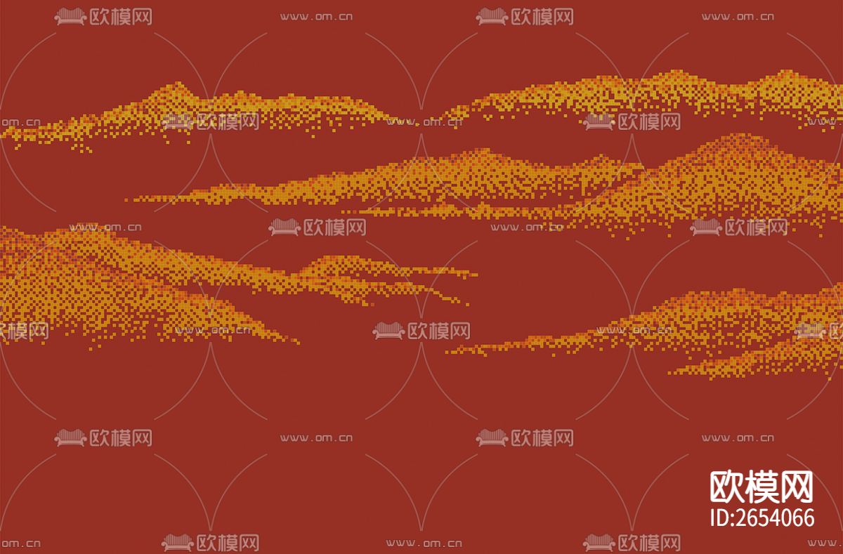 新中式 山水 金箔 云海 刺绣壁纸下载（渲染图4）