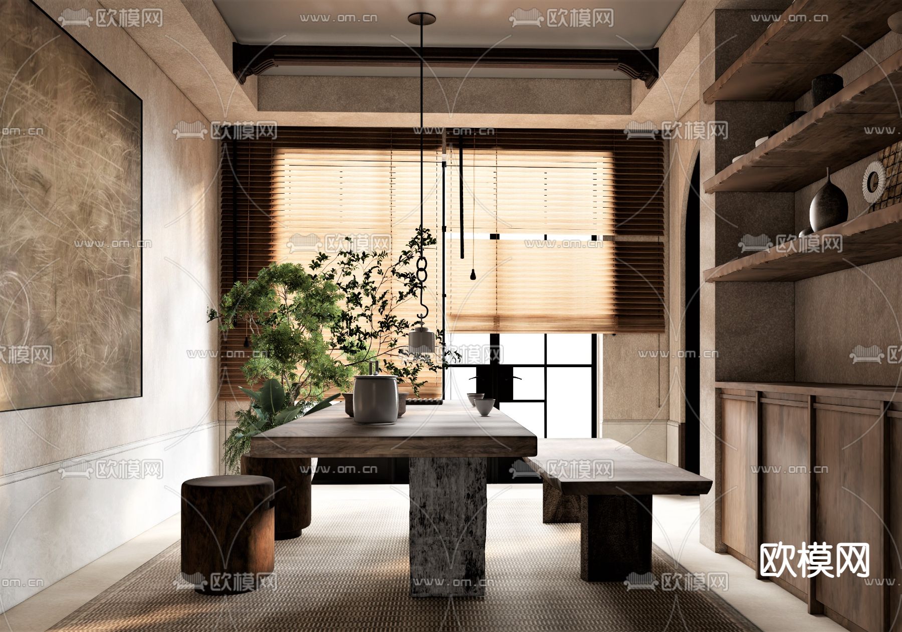 新中式茶室su模型