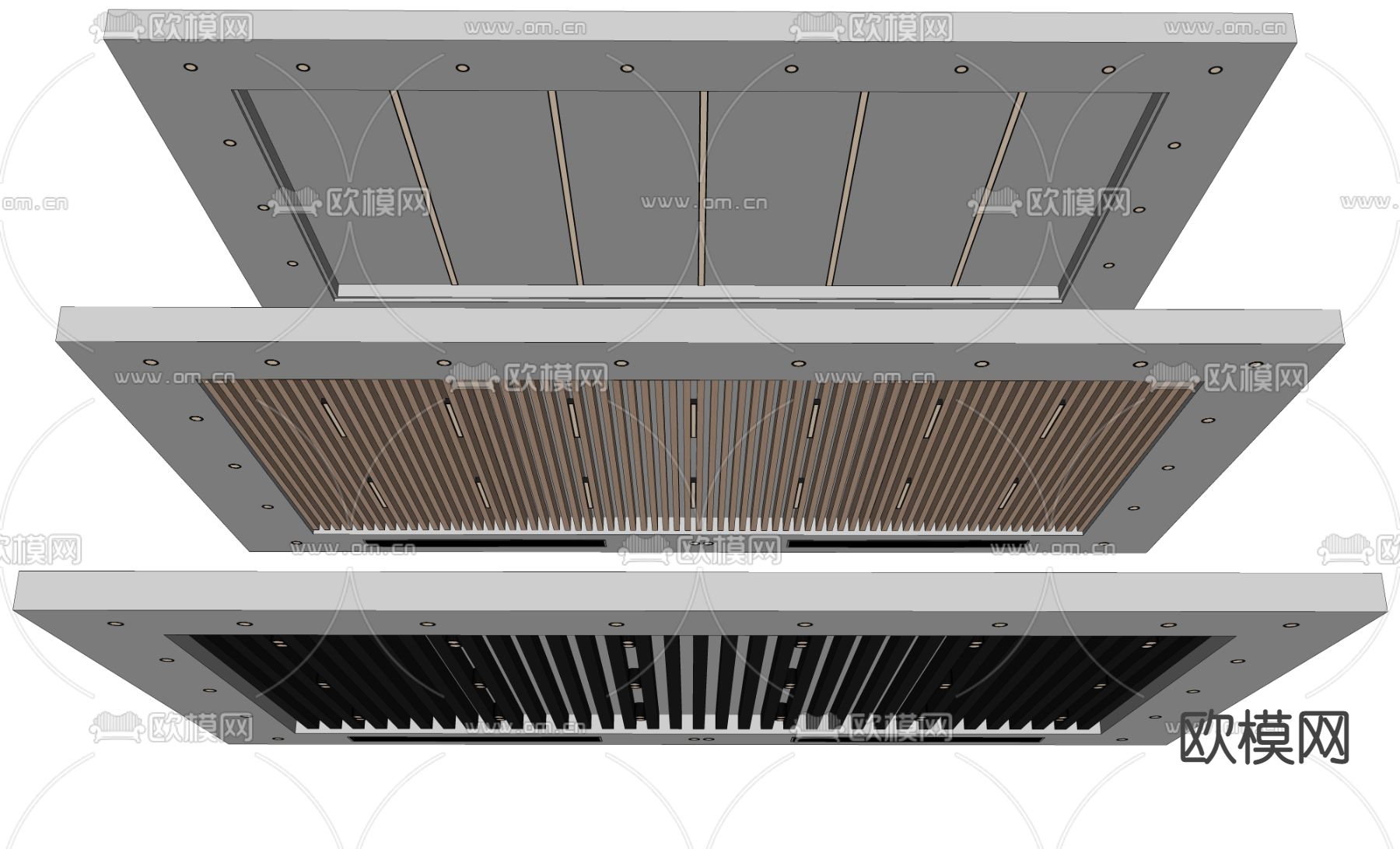 方通吊顶 格栅吊顶su模型下载（渲染图2）