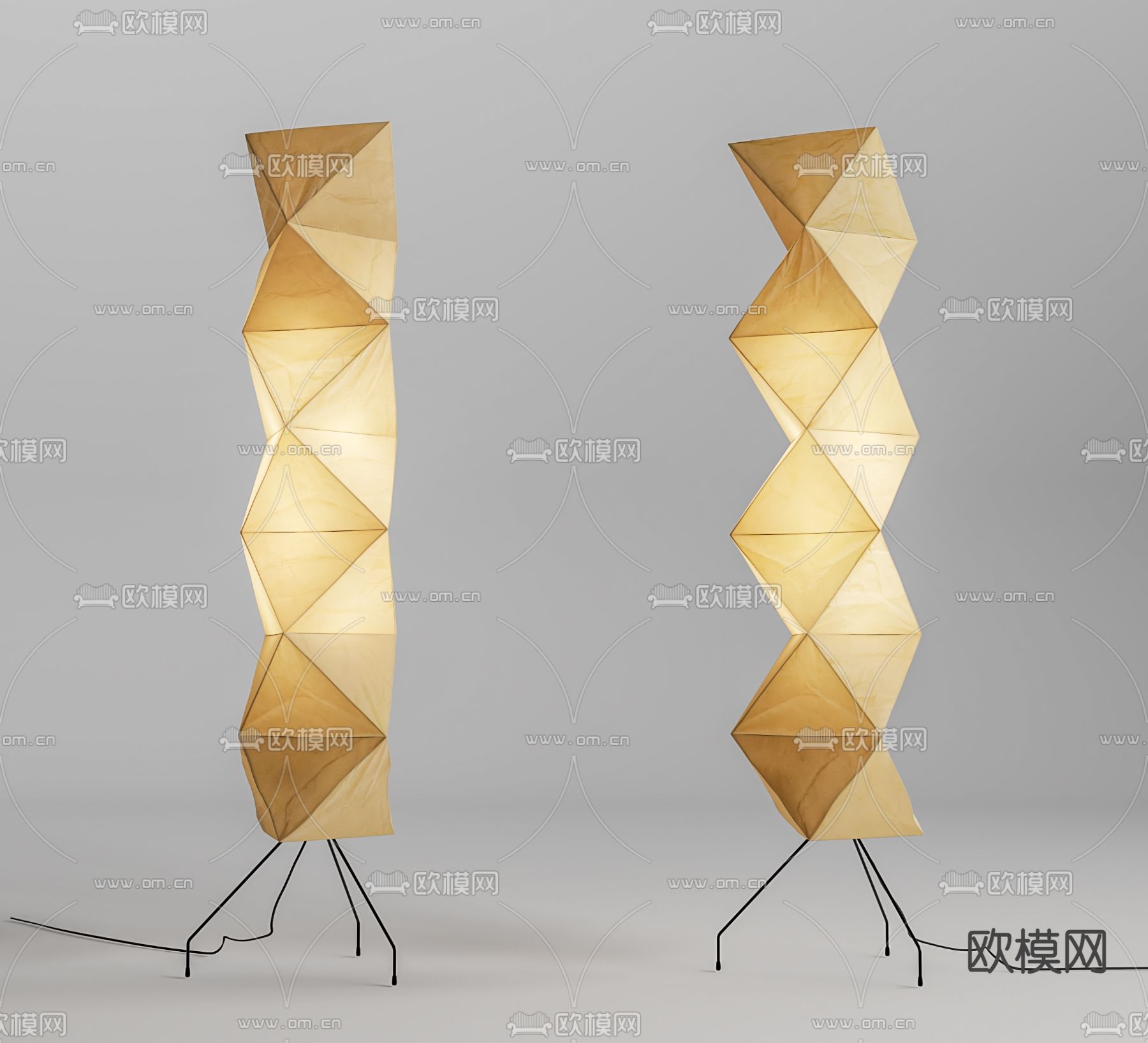 日式和纸落地灯su模型下载（渲染图1）