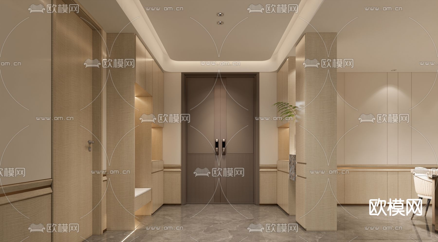 现代轻奢客餐厅su模型下载（渲染图4）