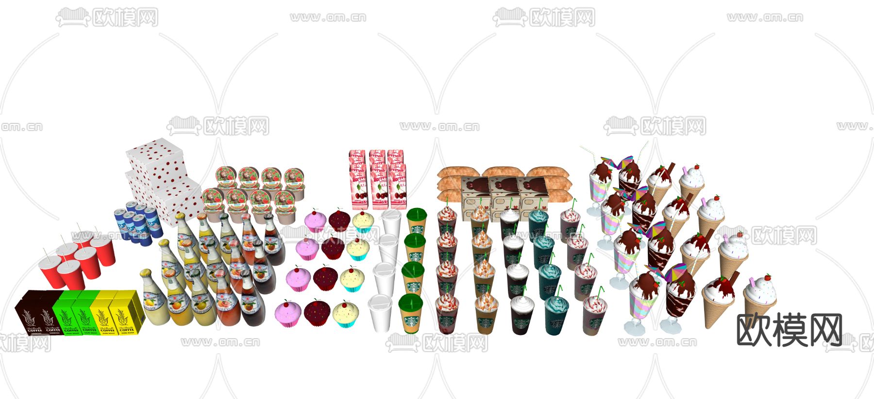 奶茶 冰激凌su模型下载（渲染图1）