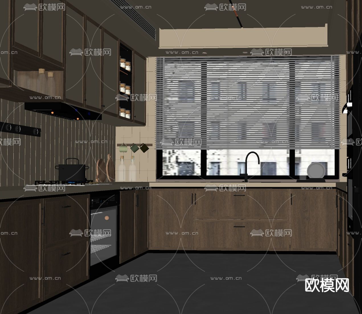 侘寂风厨房su模型下载（渲染图2）