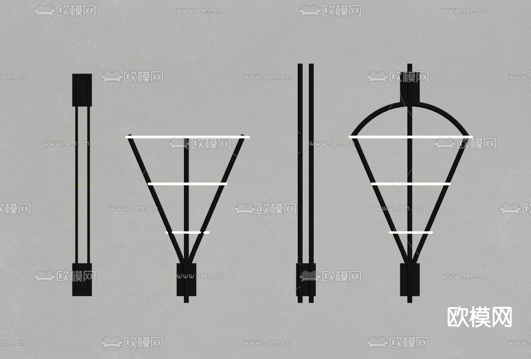 现代壁灯su模型下载（渲染图2）