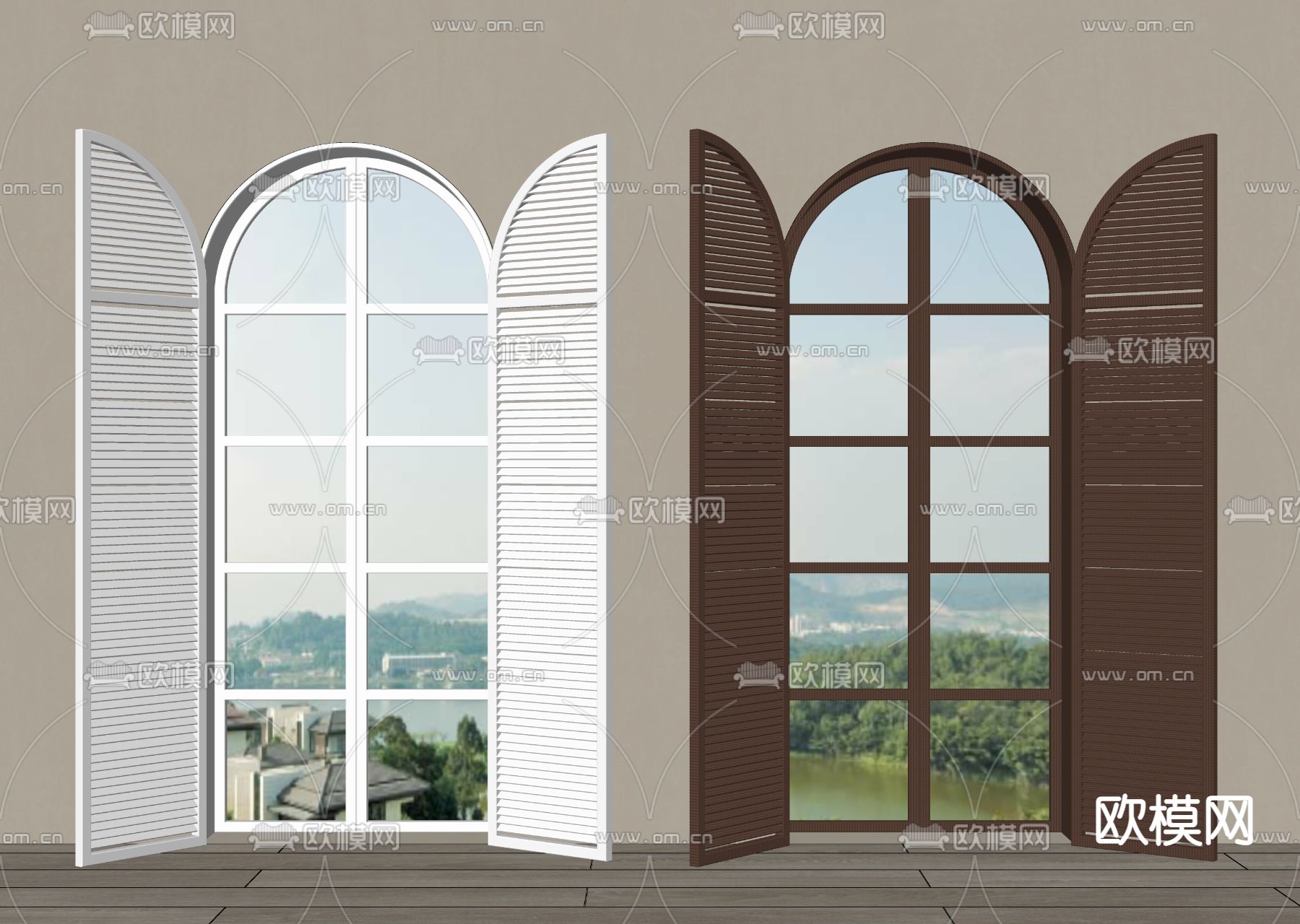 百叶窗 窗户 落地窗su模型下载（渲染图2）