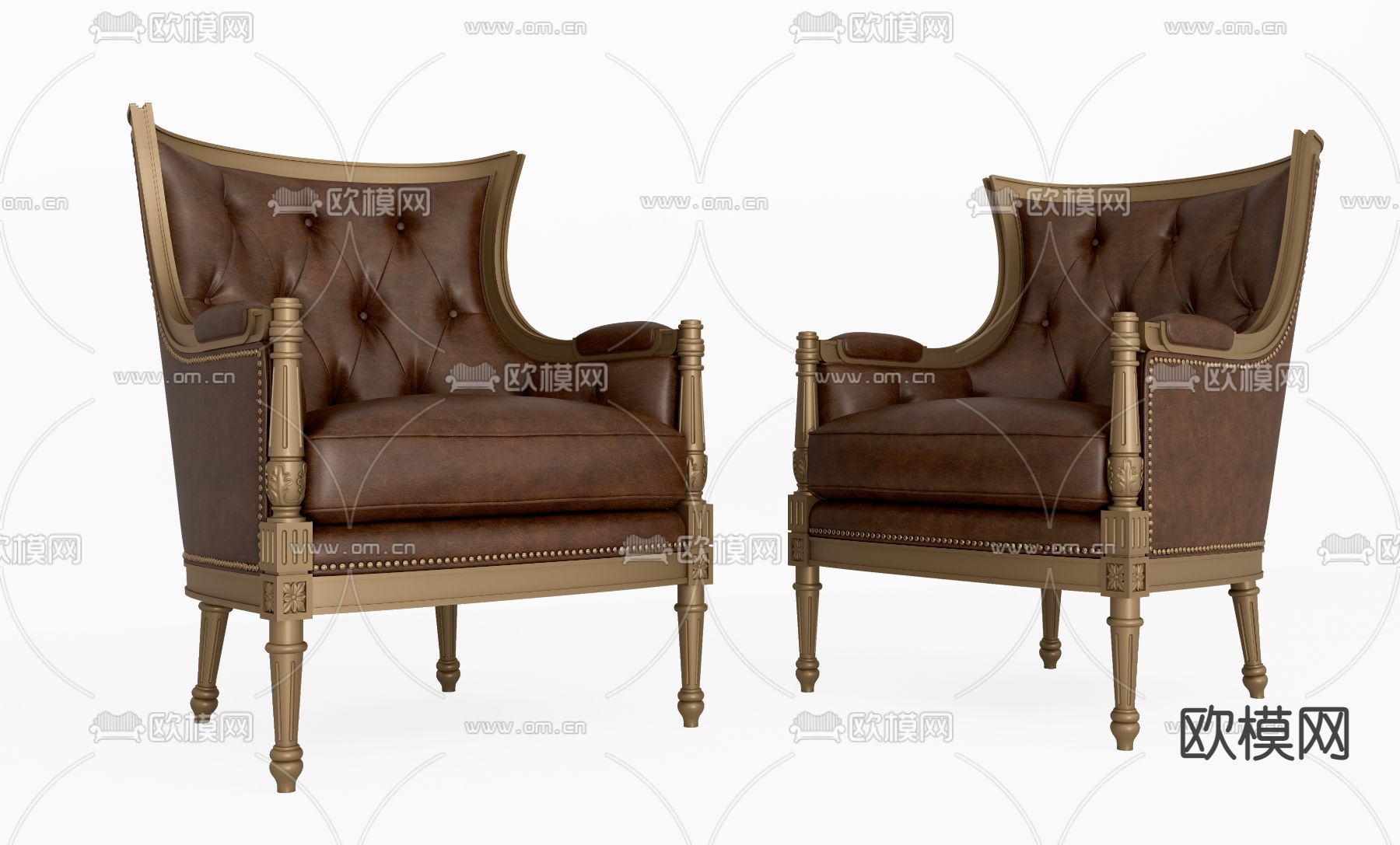 美式单人沙发su模型下载（渲染图1）