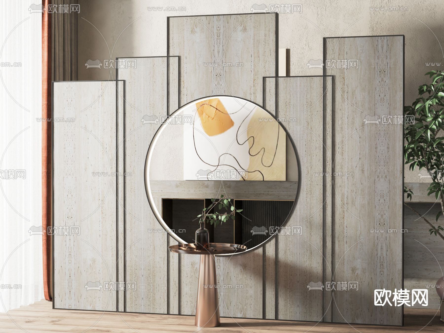 新中式屏风 隔断su模型下载（渲染图1）