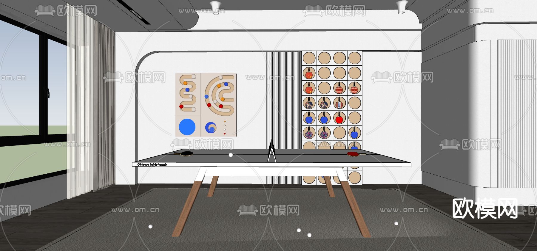 乒乓球台su模型下载（渲染图3）