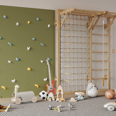  儿童攀爬架 攀岩墙su模型 