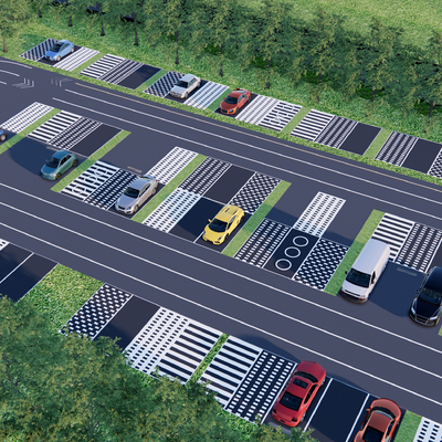  现代生态停车场su模型 