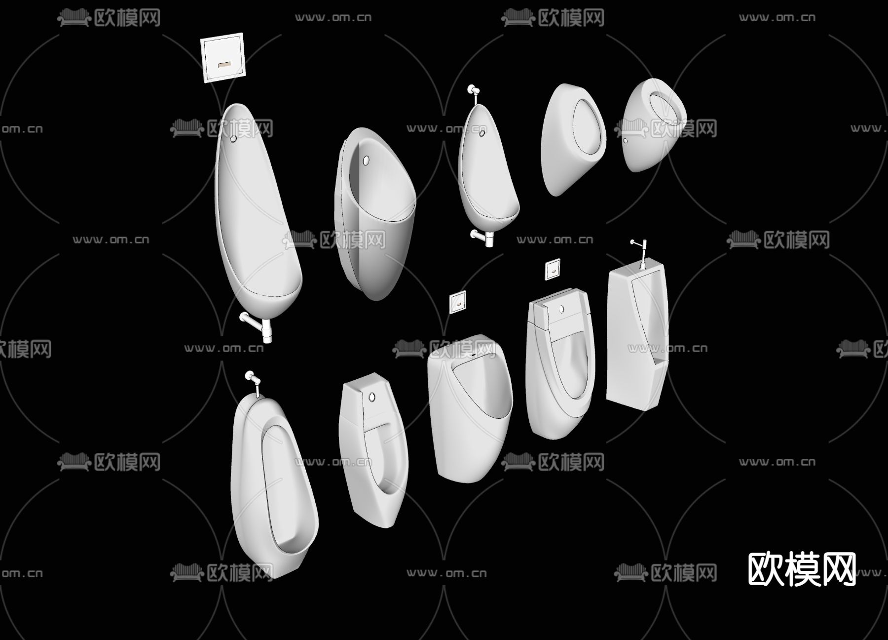现代小便斗su模型下载（渲染图2）