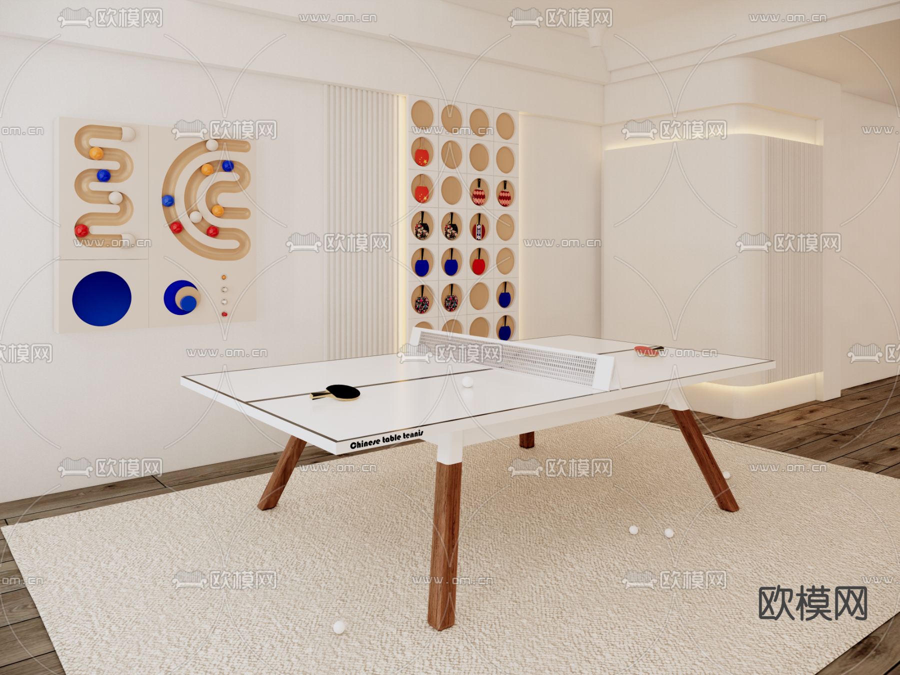 乒乓球台su模型下载（渲染图2）