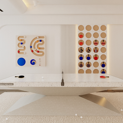  现代乒乓球室su模型 