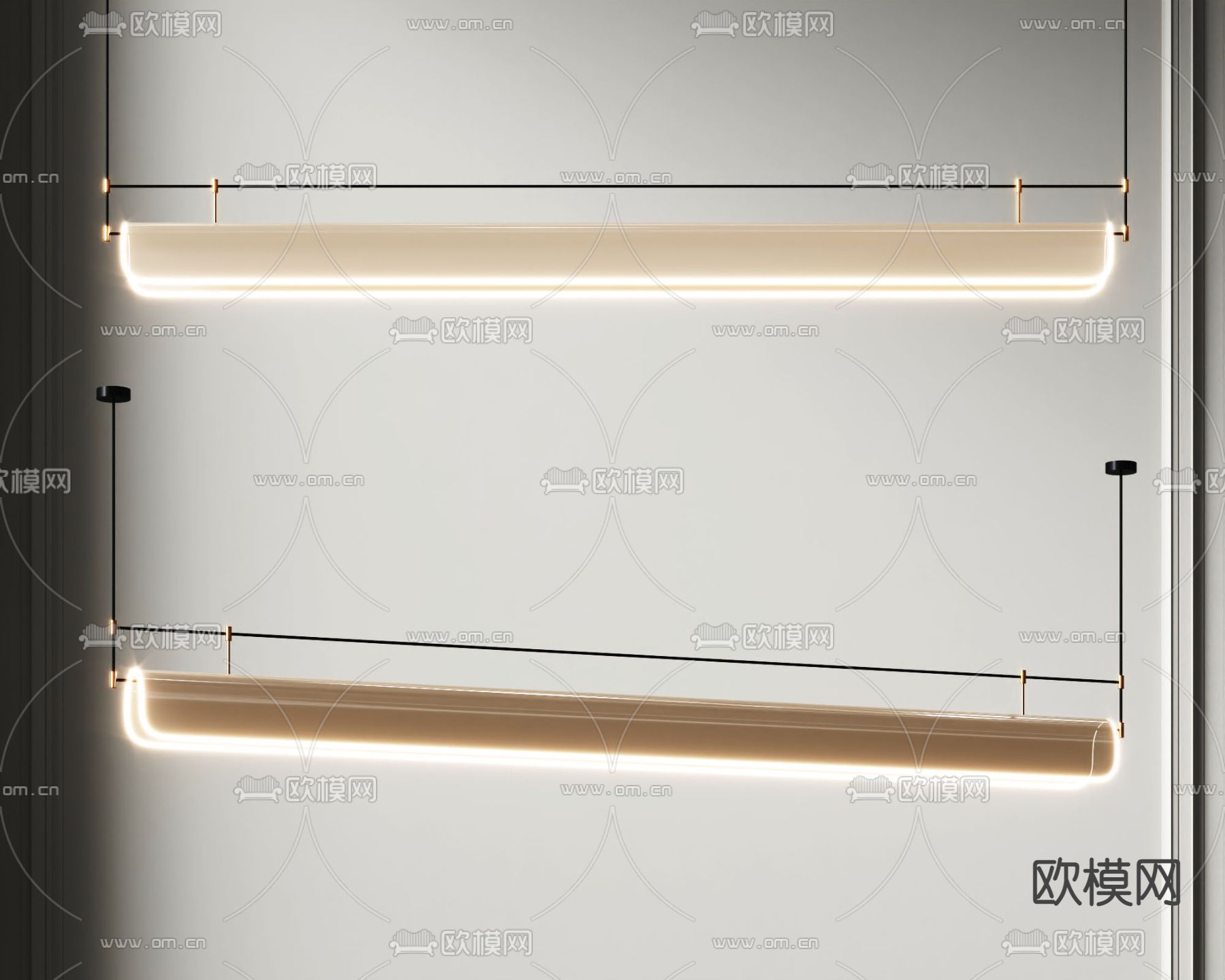 长条吊灯 办公灯3d模型