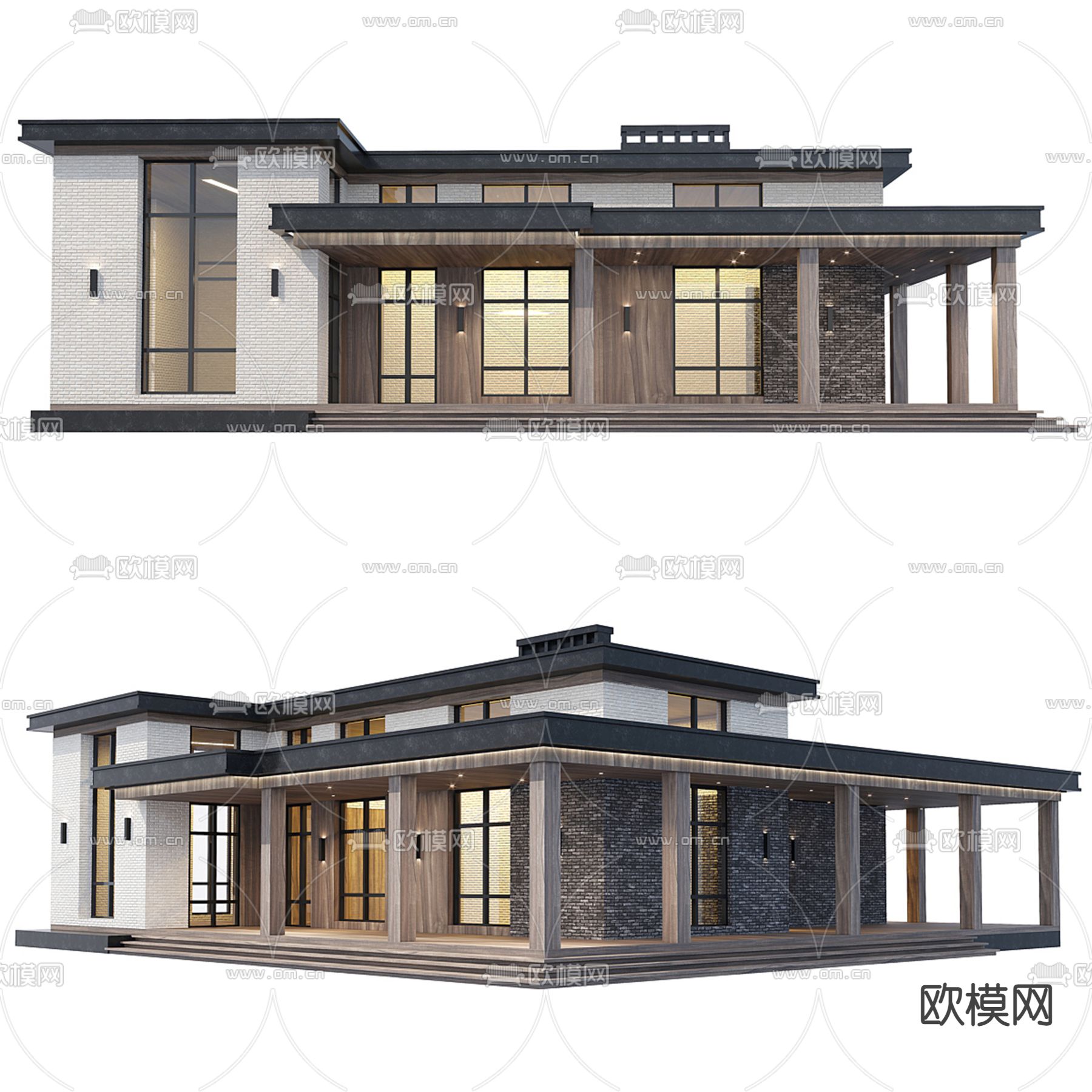 现代别墅外观3d模型下载