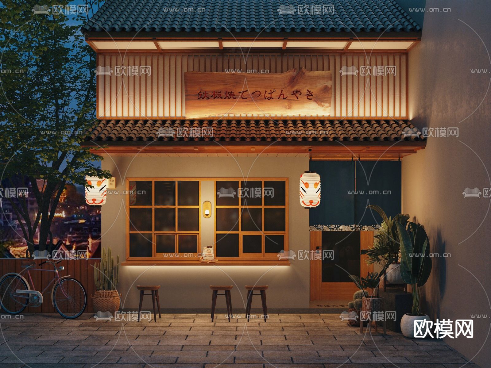 日式门头 门面su模型下载_ID14104132_sketchup模型下载-欧模网