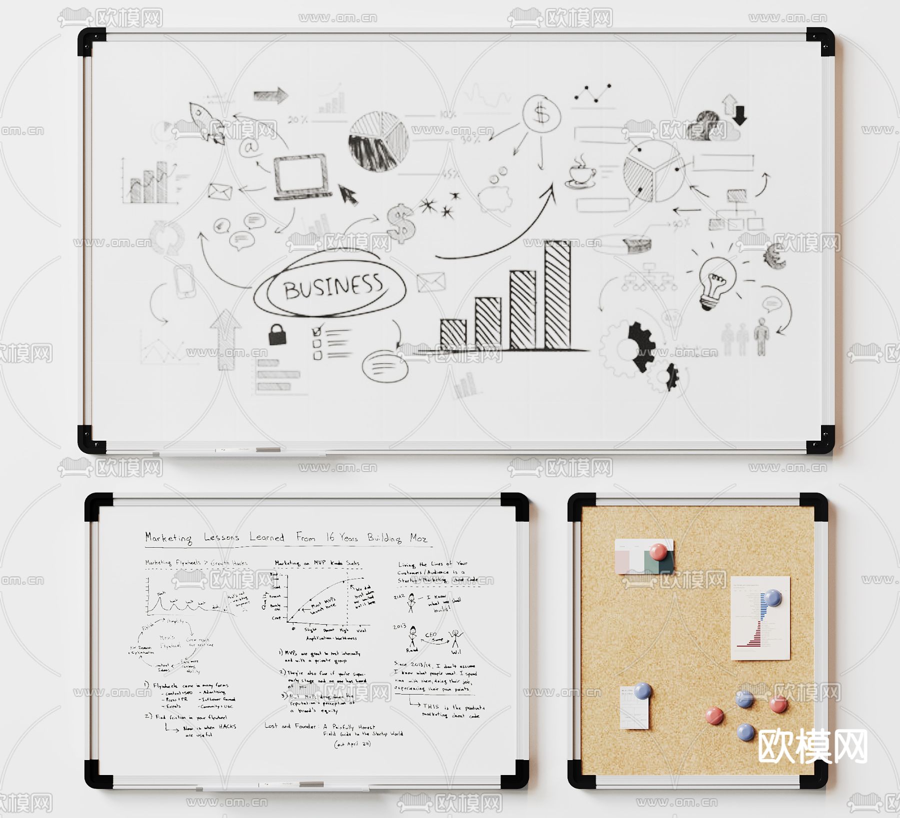 便签墙 写字板 留言板 白板3d模型下载