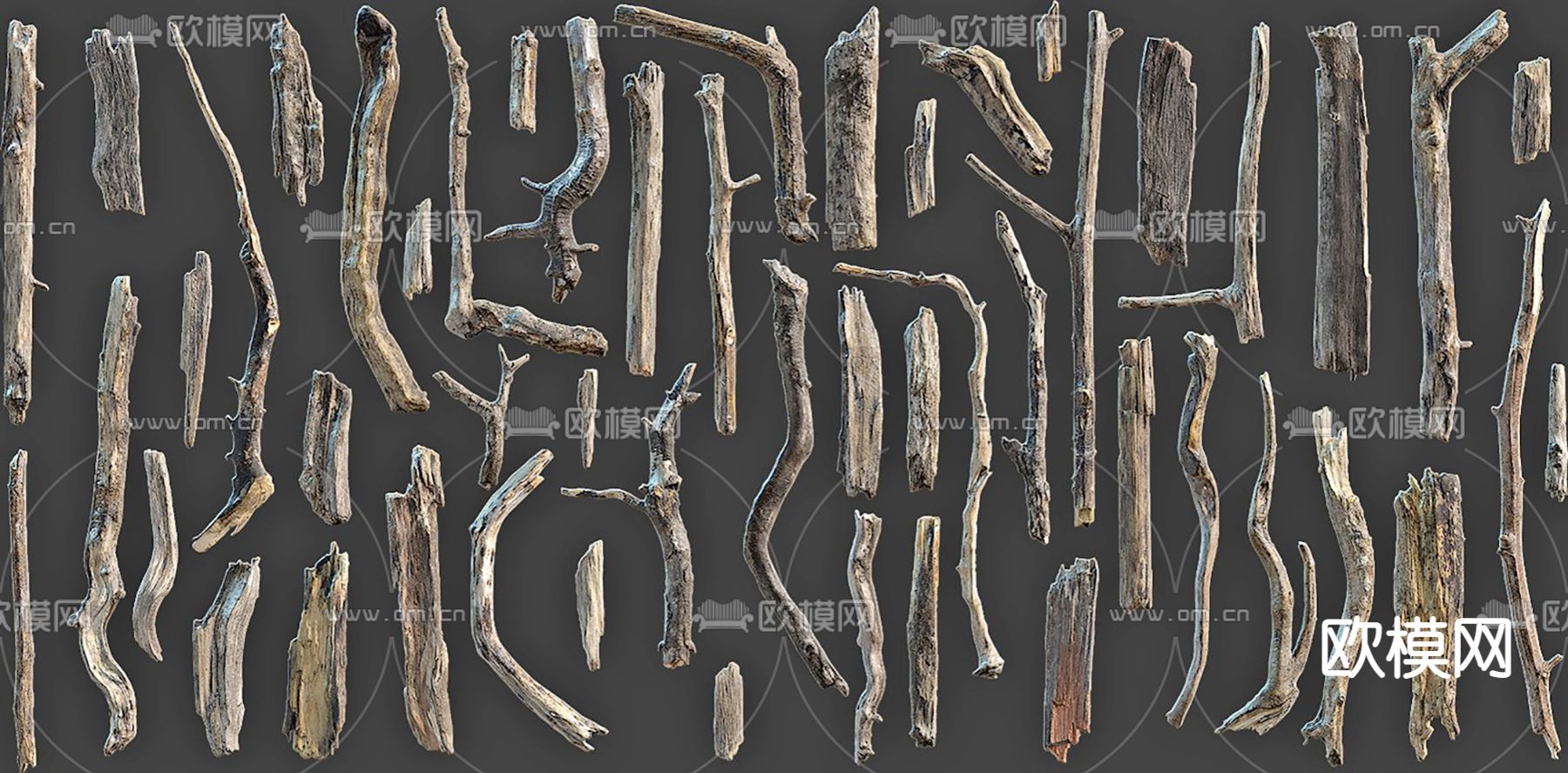 枯木头 枯树枝3d模型下载