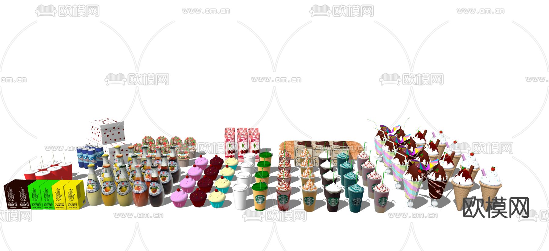 奶茶 冰激凌su模型下载（渲染图2）