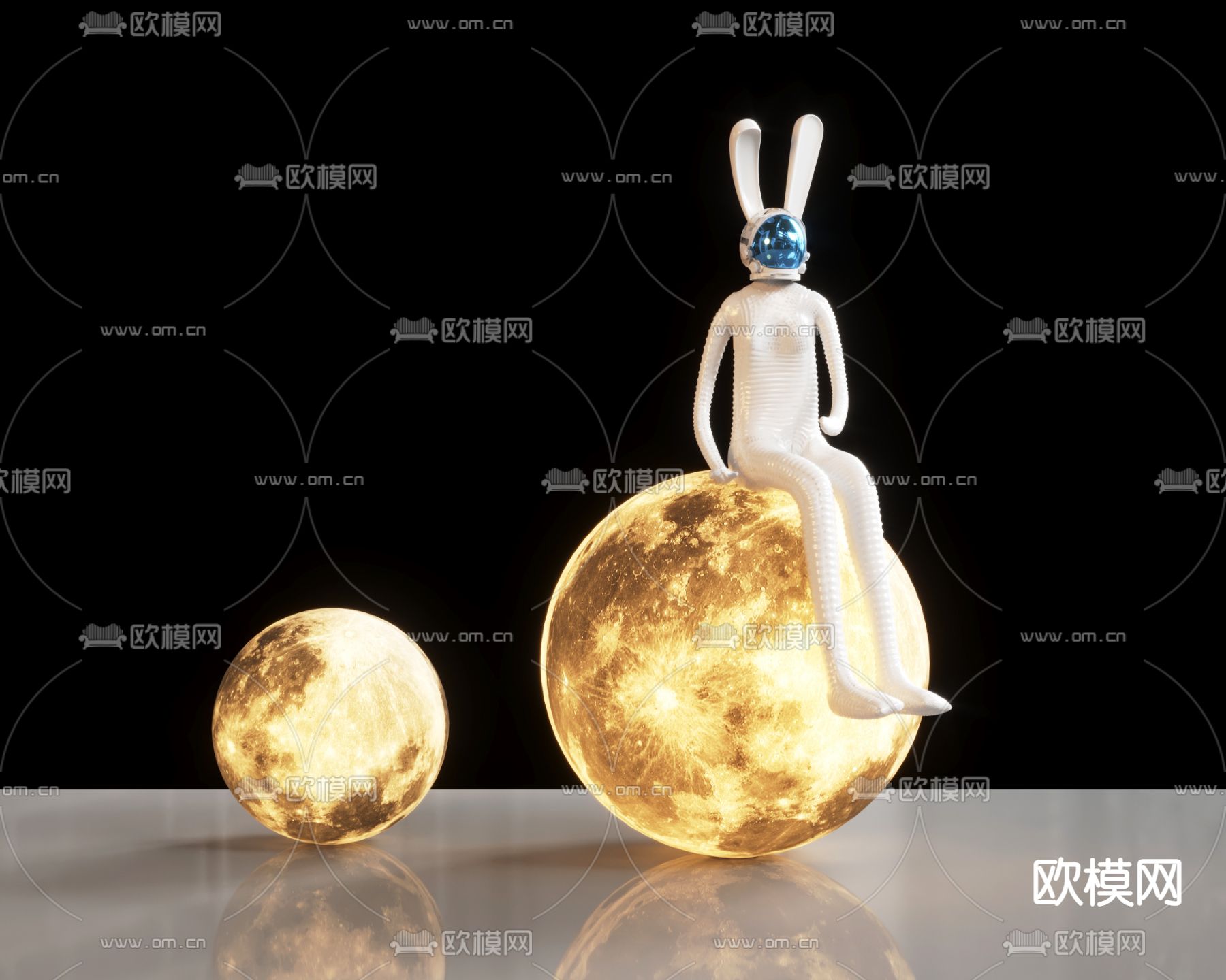 月球灯 装饰灯su模型下载（渲染图1）