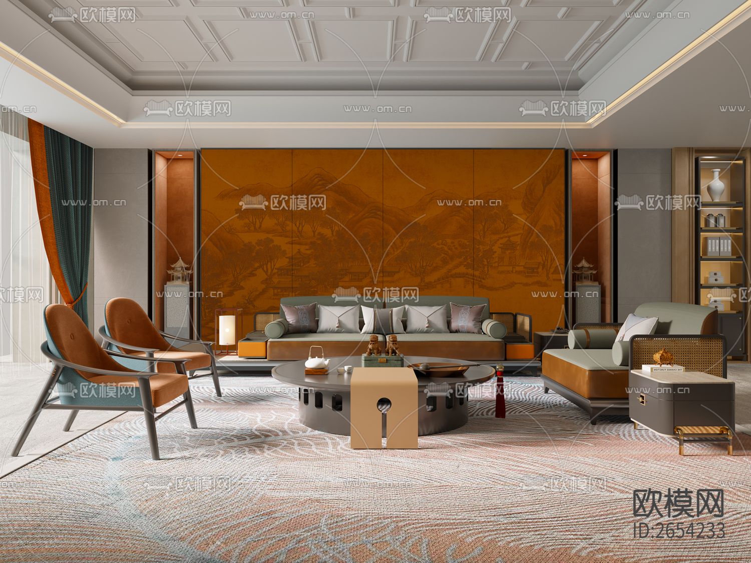 新中式山水壁纸下载（渲染图4）