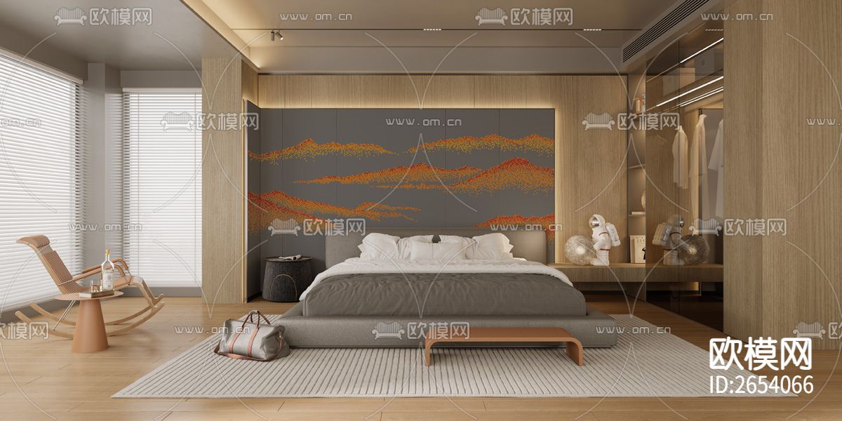 新中式 山水 金箔 云海 刺绣壁纸下载（渲染图1）