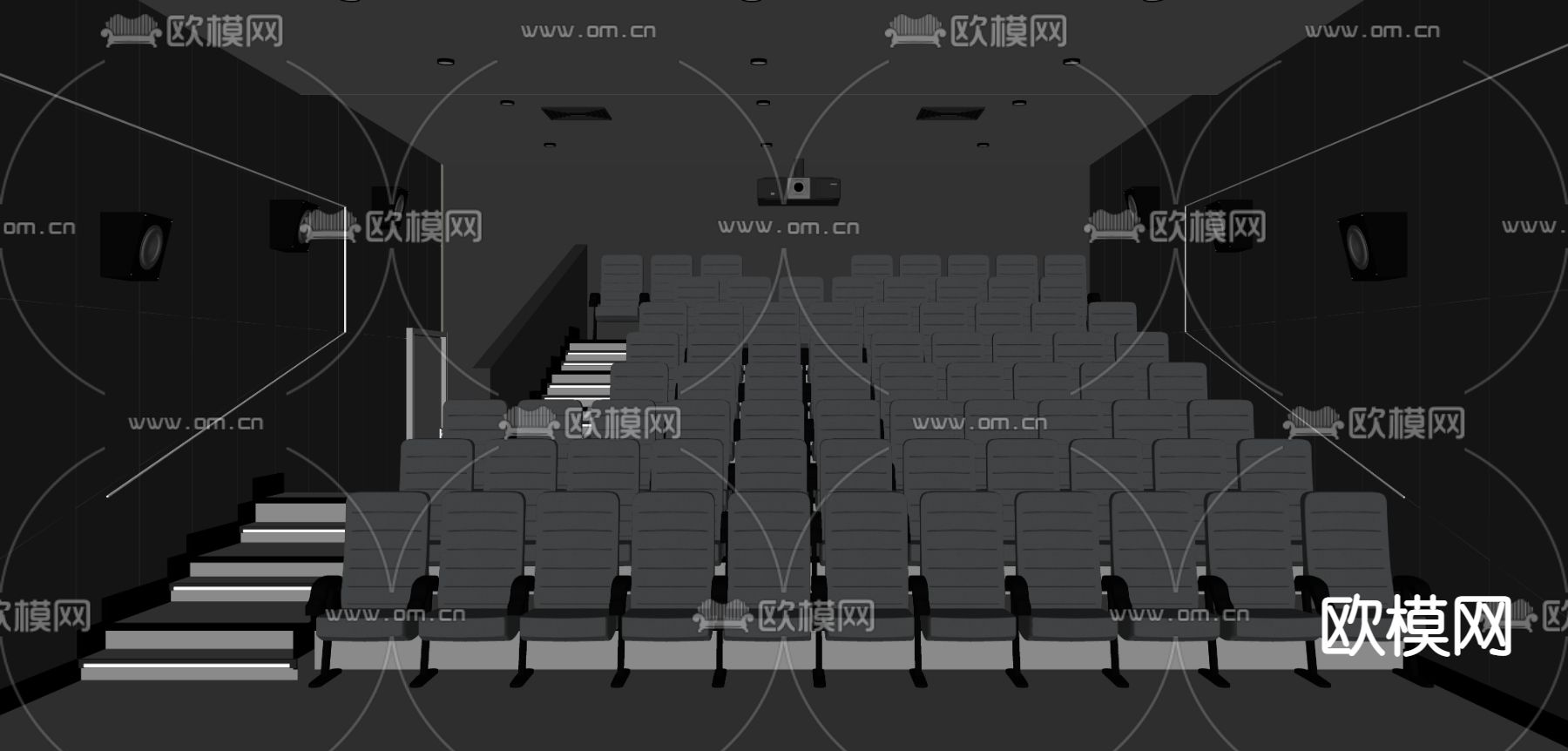 现代电影院su模型下载（渲染图2）