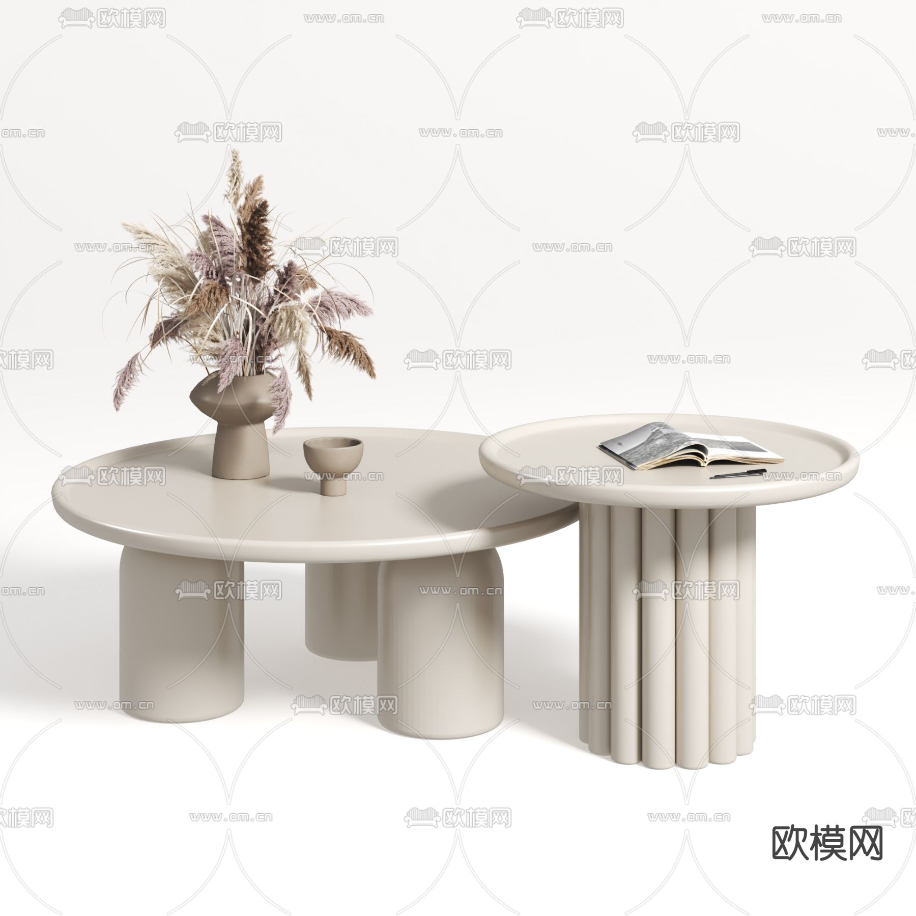 奶油风茶几su模型下载_ID14097234_sketchup模型下载-欧模网