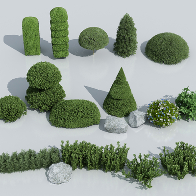  绿化带 绿篱 灌木su模型 