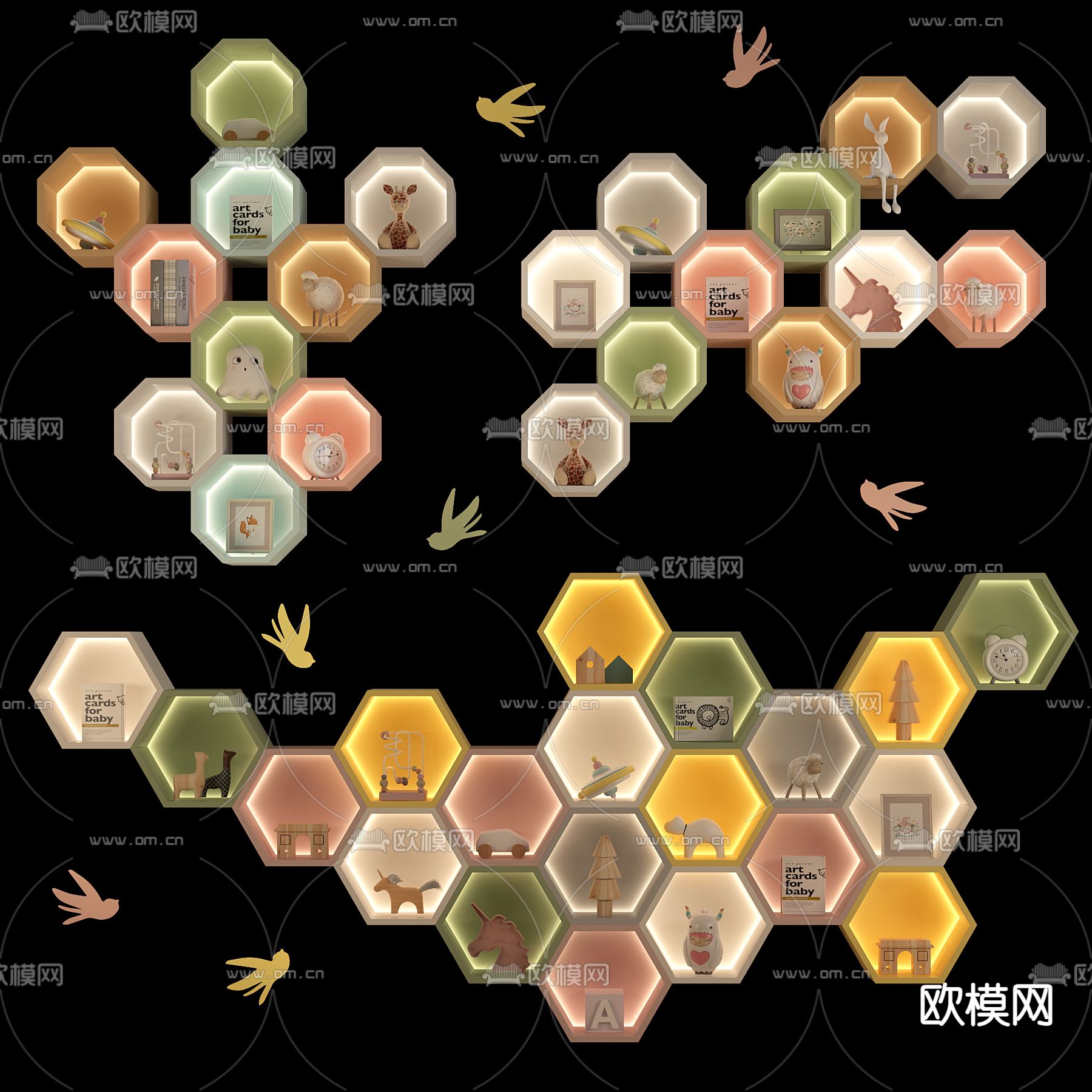 儿童置物架 卡通置物架3d模型下载