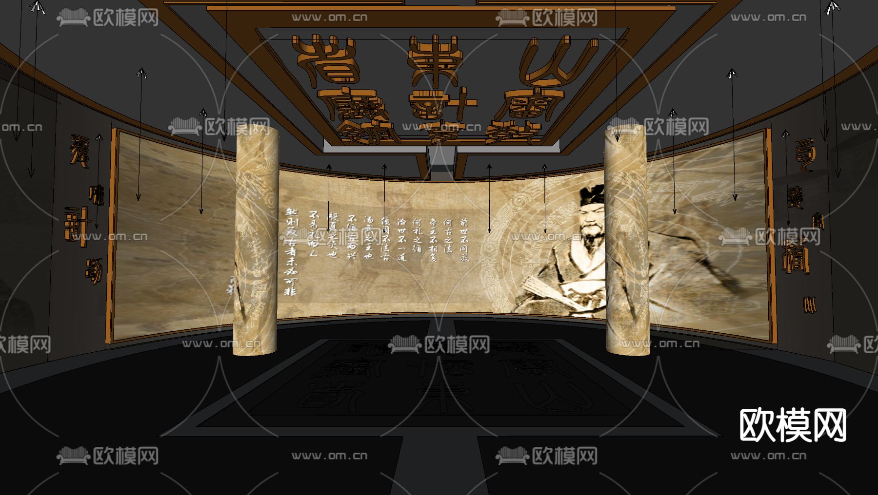 中式博物馆su模型下载（渲染图2）