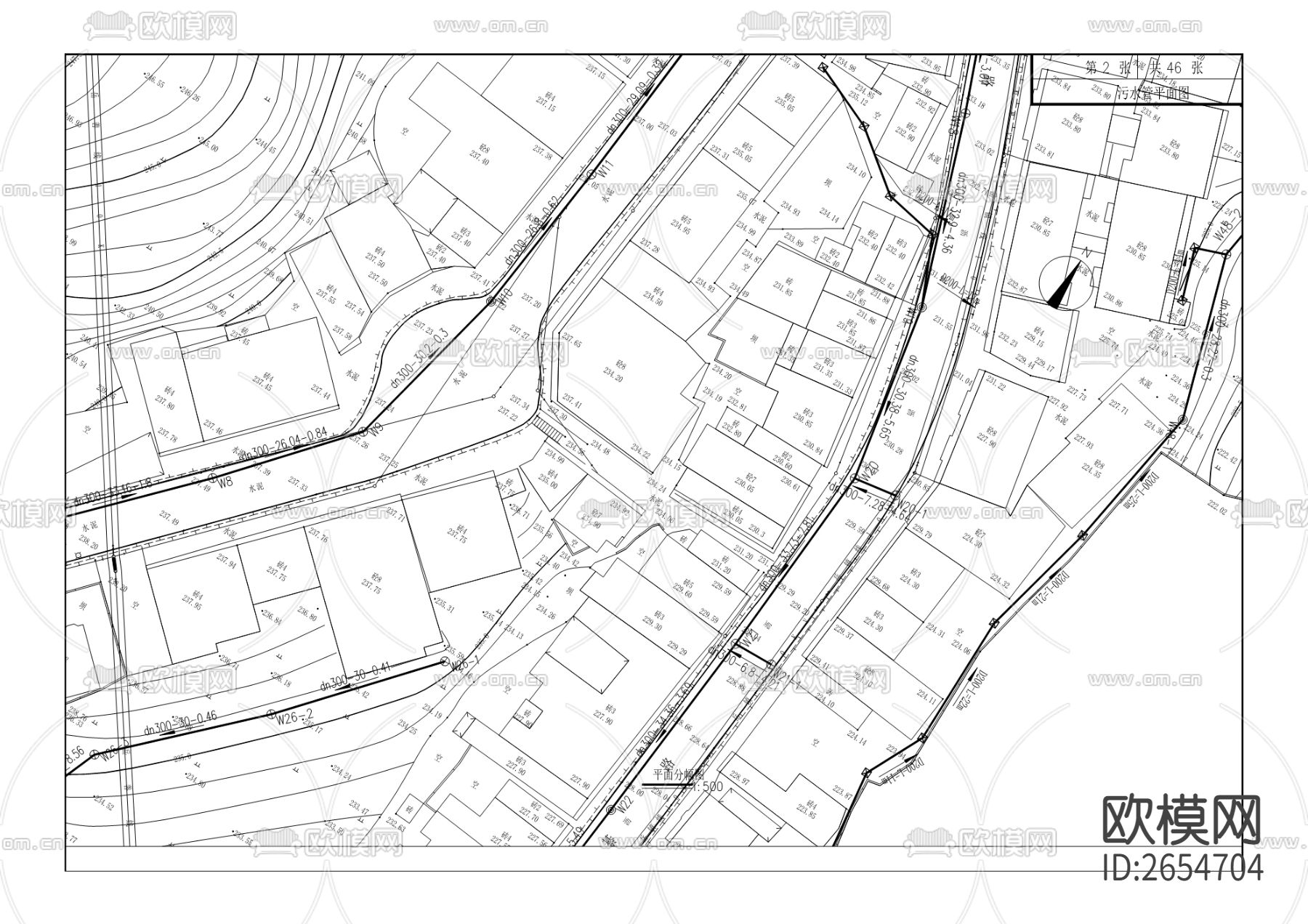 岳溪镇雨污分流改造CAD施工图下载（渲染图3）