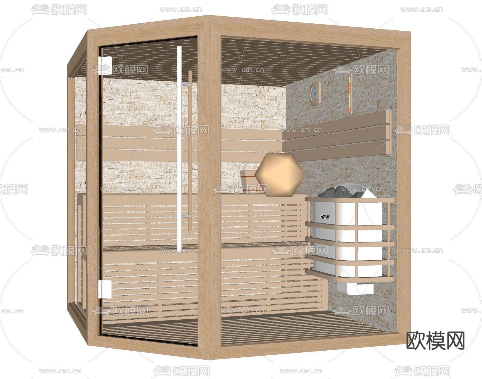 淋浴间 桑拿房su模型下载（渲染图2）
