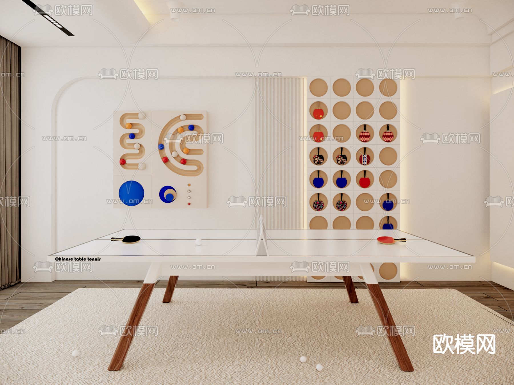 乒乓球台su模型下载（渲染图1）
