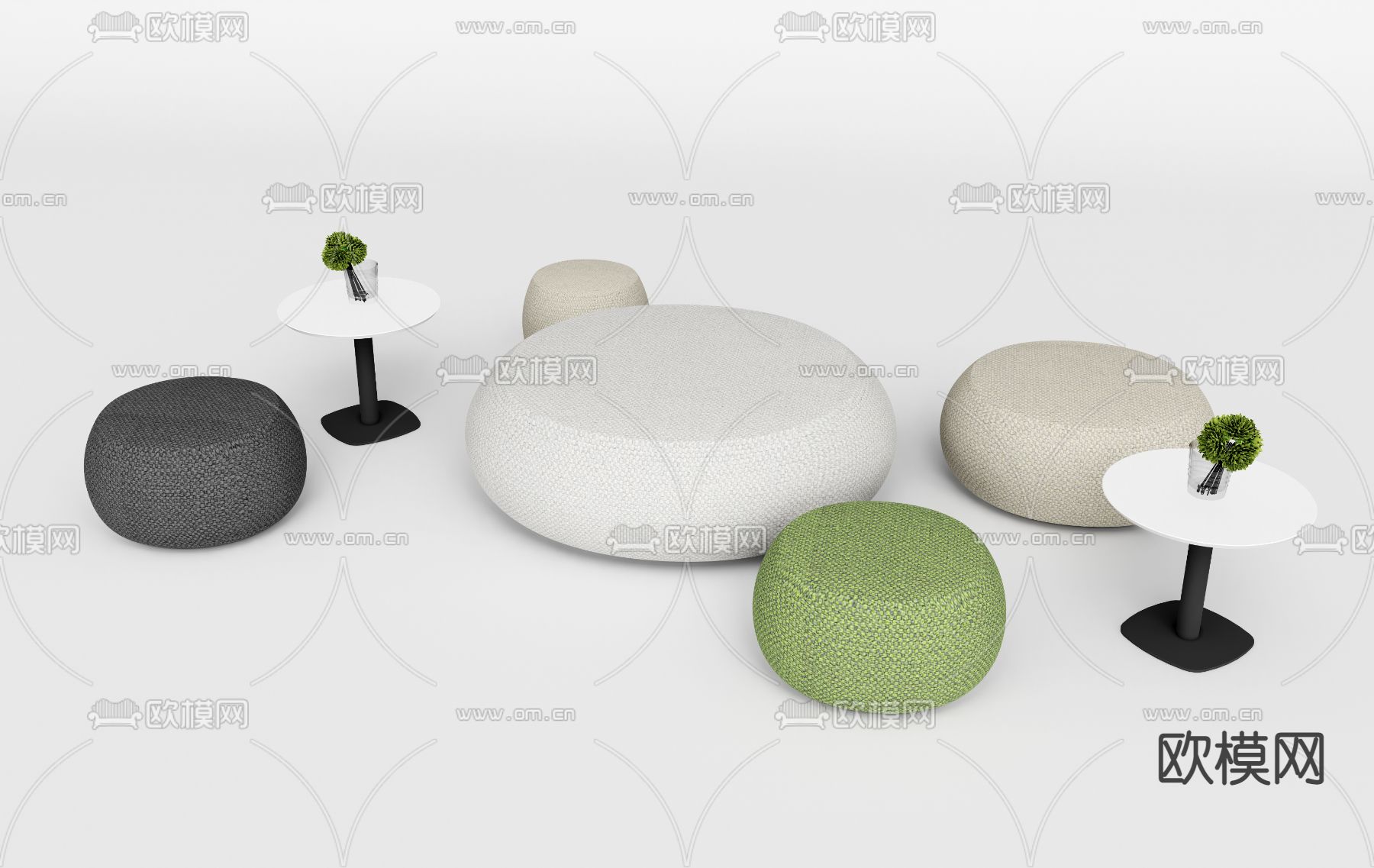 办公休闲沙发 组合沙发su模型下载（渲染图1）