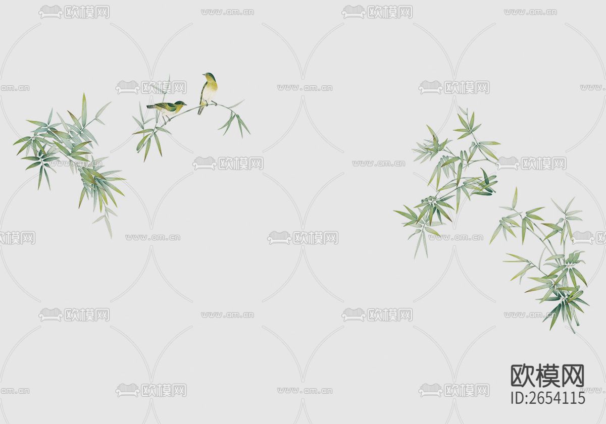 新中式 竹子壁画下载（渲染图3）