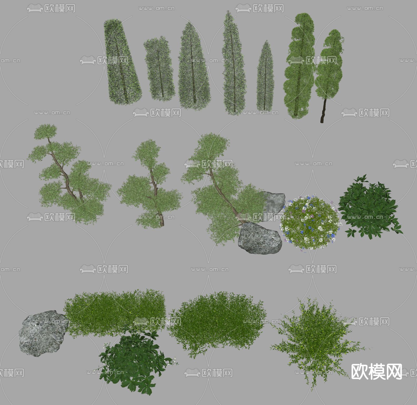 绿化带 绿篱灌木su模型下载（渲染图2）