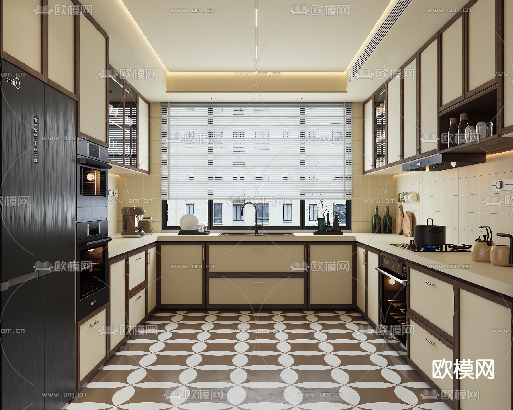 侘寂风厨房su模型下载（渲染图1）