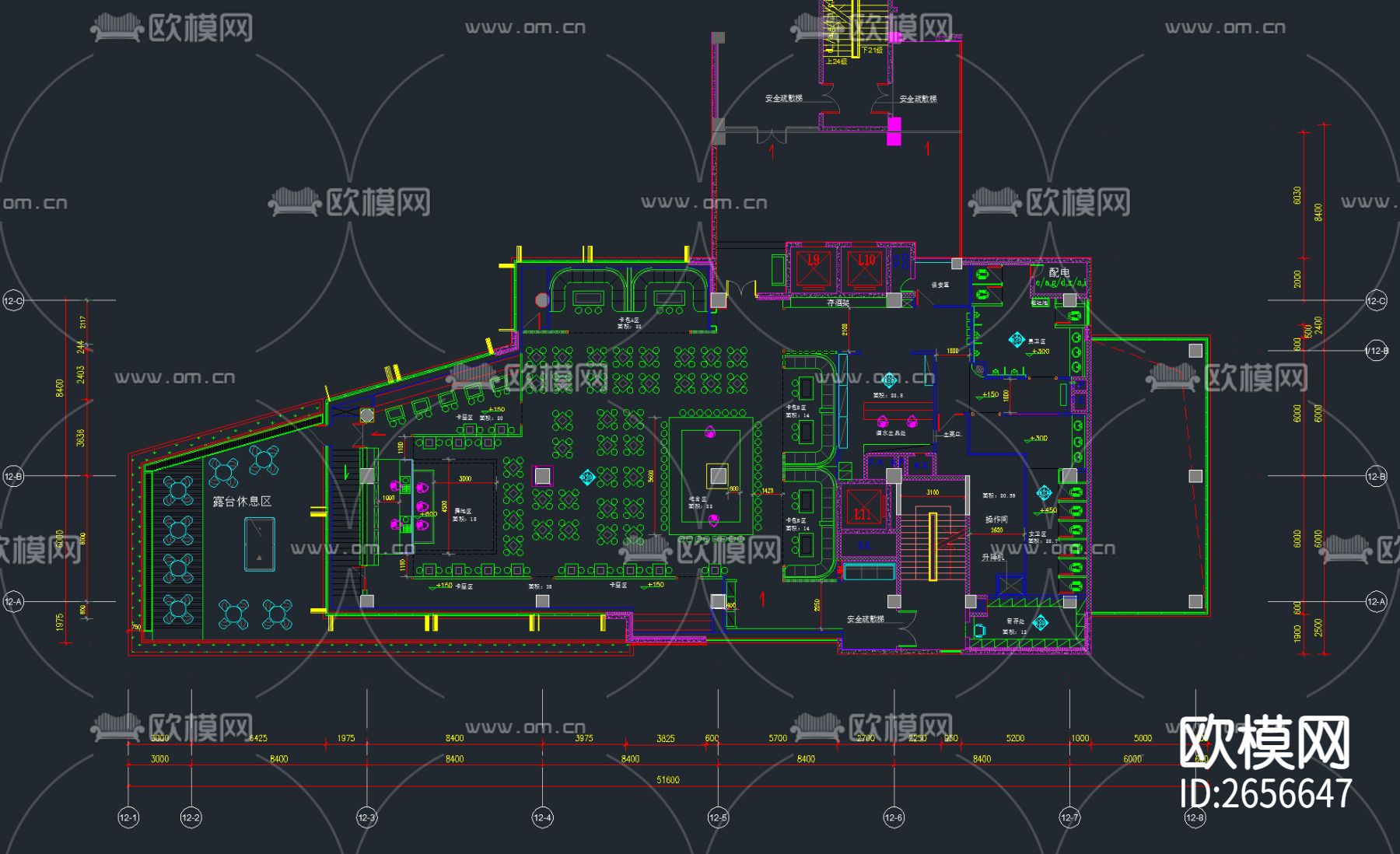 KTV 酒吧 夜店cad施工图下载（渲染图9）