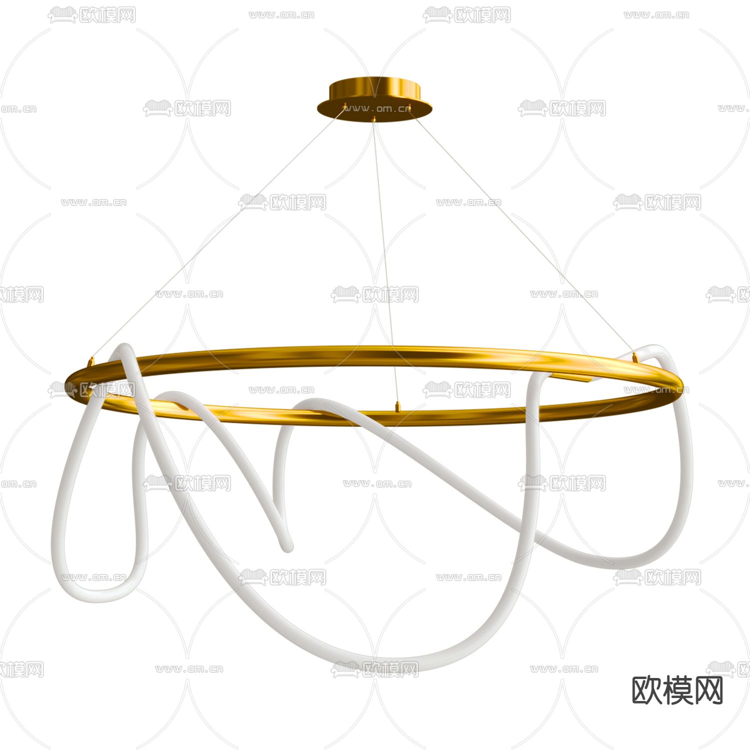 轻奢圆环吊灯免费3d模型下载