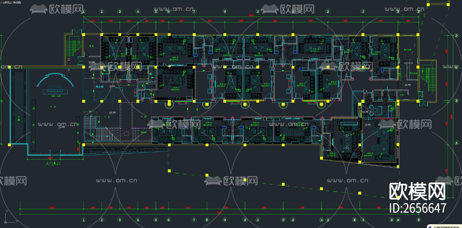 KTV 酒吧 夜店cad施工图下载（渲染图8）