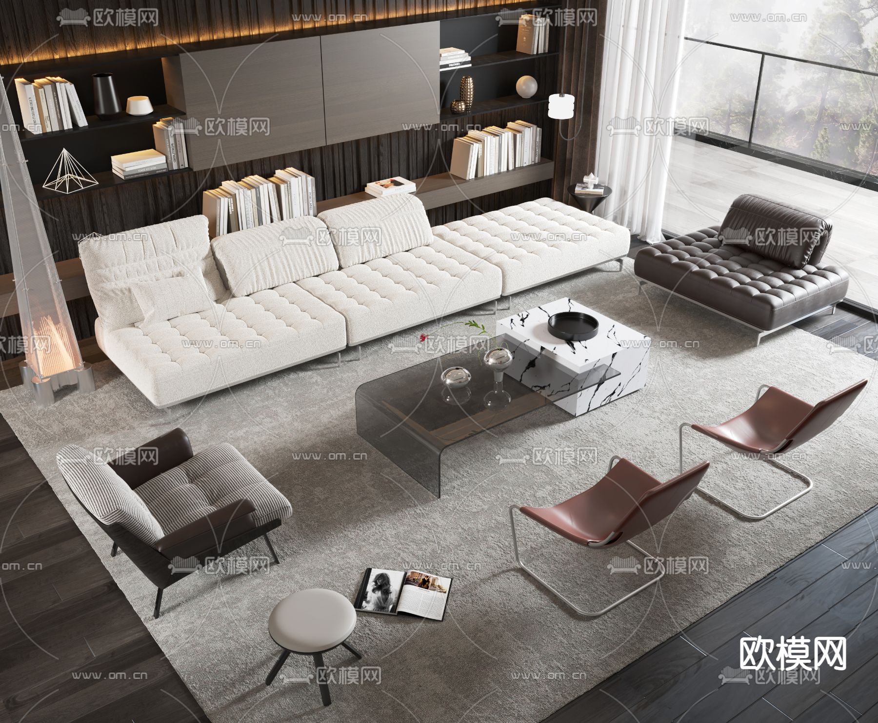 Minotti 组合沙发3d模型下载（渲染图1）