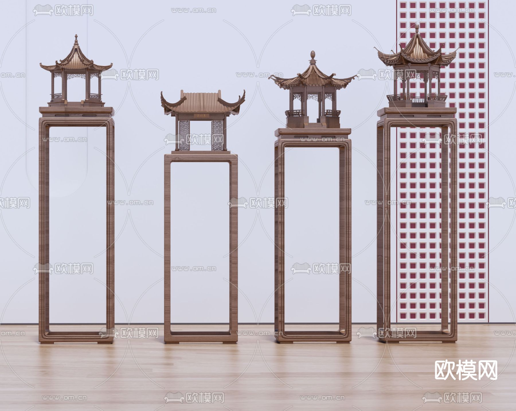 亭台雕塑 摆件su模型